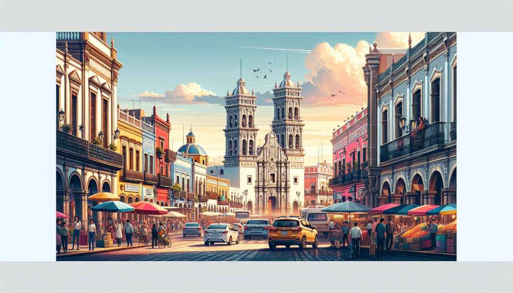 A vibrant street scene in Heroica Puebla de Zaragoza