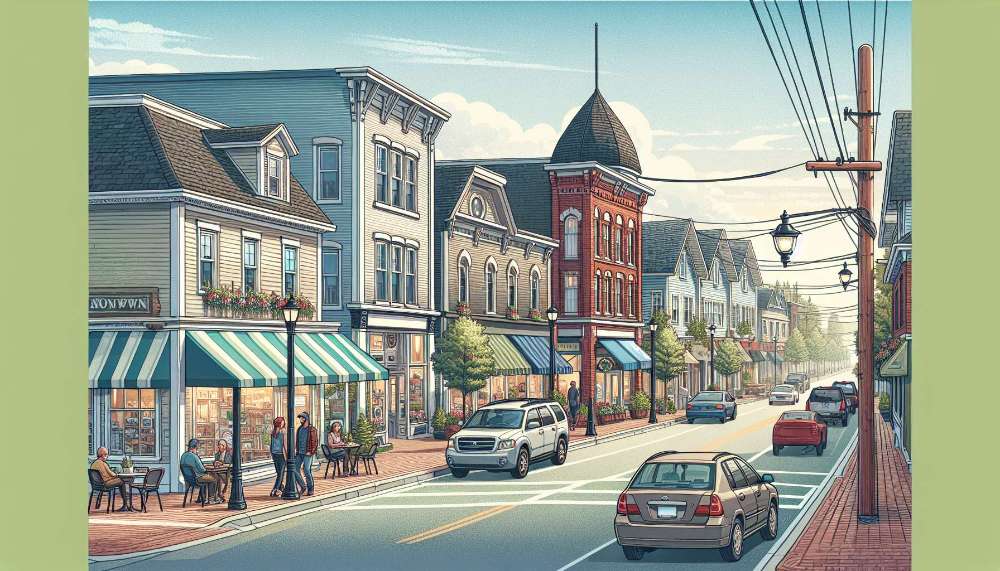 A vibrant street scene in Turners Falls