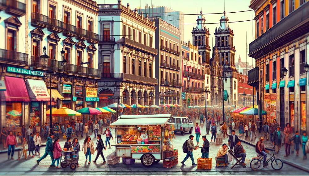 A vibrant street scene in Ciudad de México