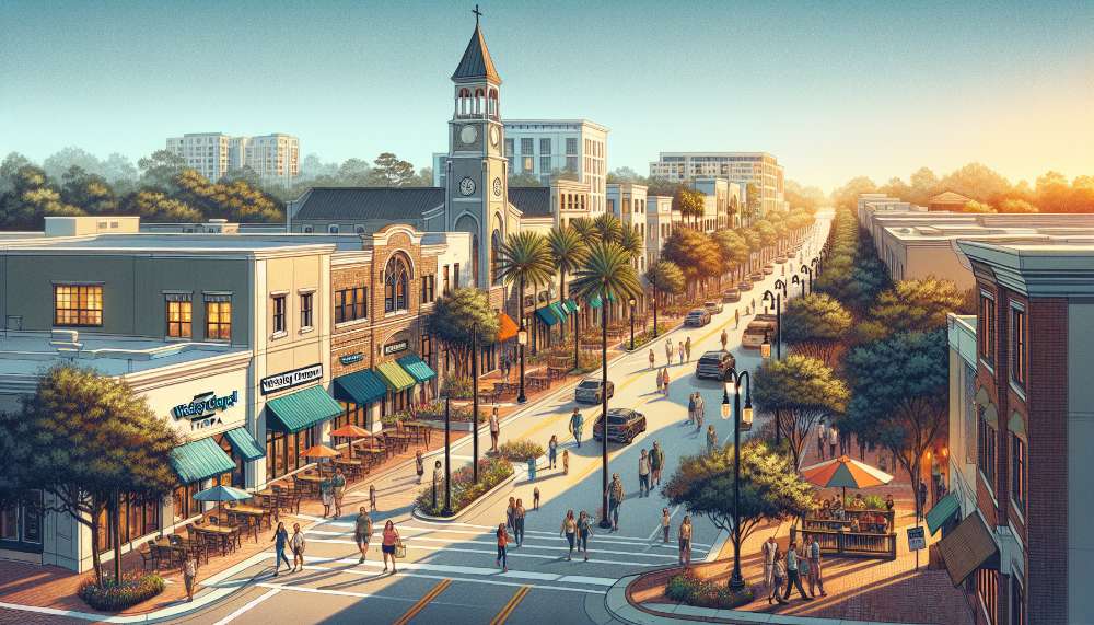 A vibrant street scene in Wesley Chapel