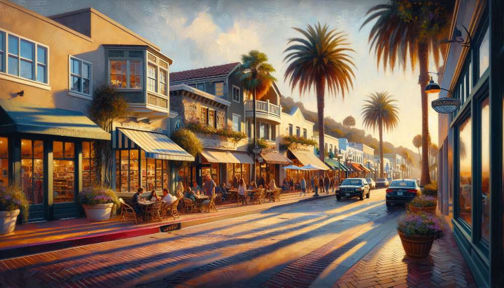 A vibrant street scene in Central Malibu