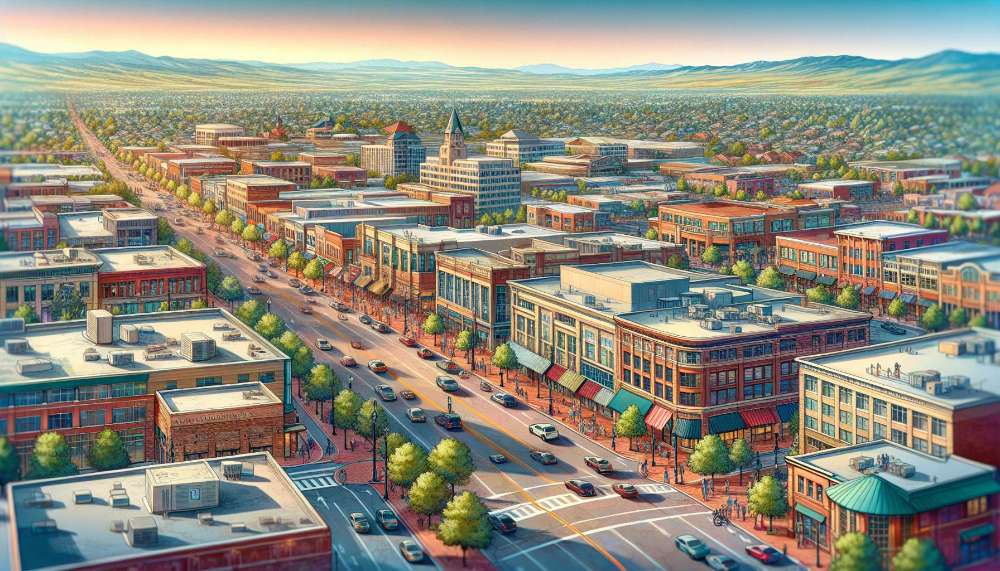 A vibrant street scene in Centennial