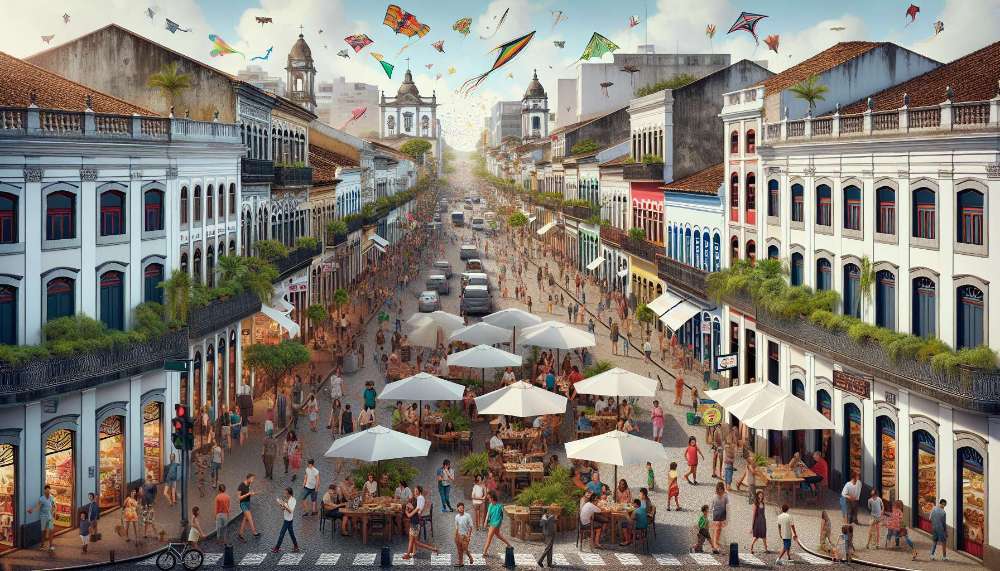A vibrant street scene in Brazil