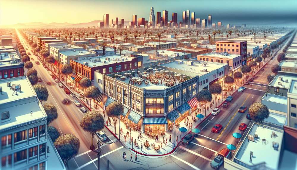 A vibrant street scene in Canoga Park