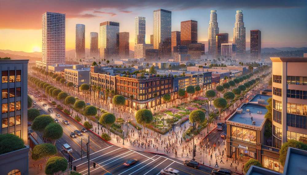 A vibrant street scene in Glendale