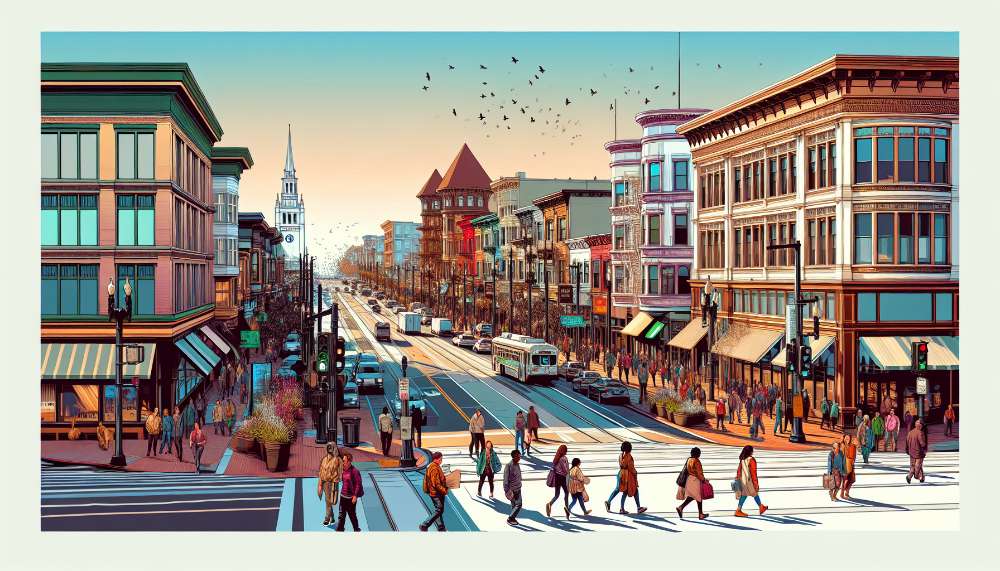 A vibrant street scene in University Mound