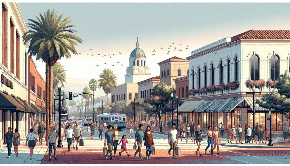 A vibrant street scene in Temecula