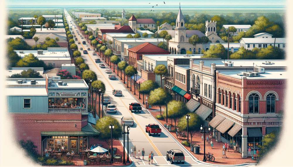 A vibrant street scene in Longwood