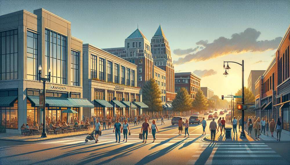 A vibrant street scene in Overland Park