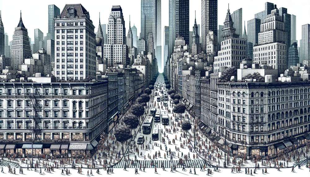 A vibrant street scene in New York