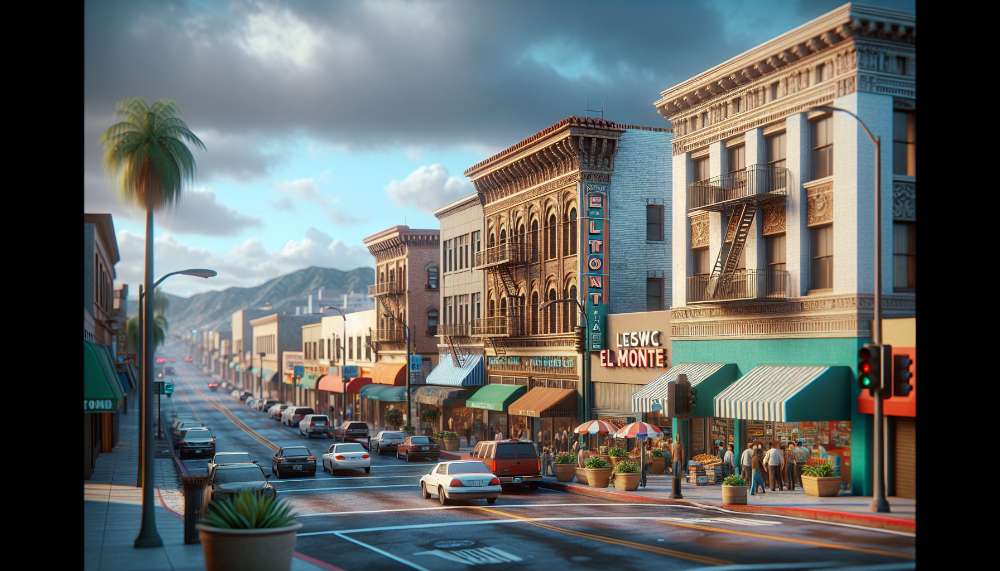 A vibrant street scene in El Monte