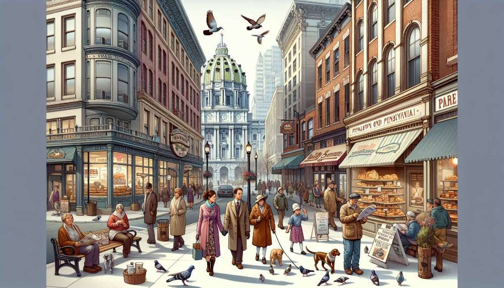A vibrant street scene in Pennsylvania