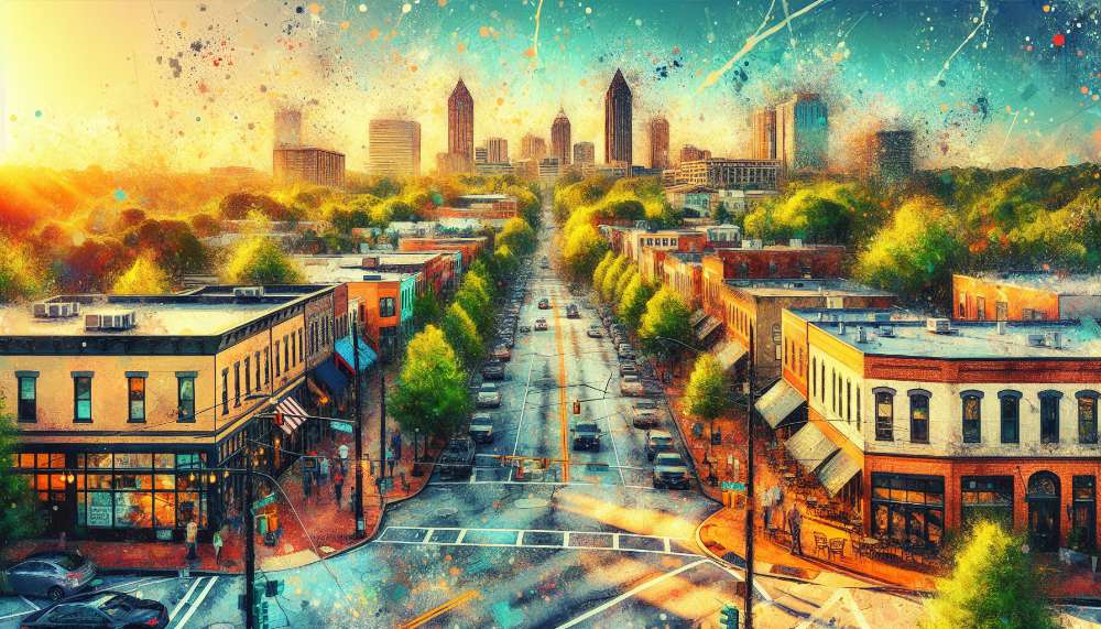 A vibrant street scene in Old Fourth Ward