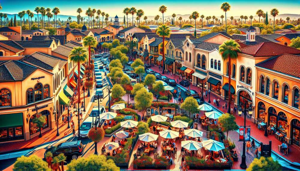 A vibrant street scene in Mission Viejo