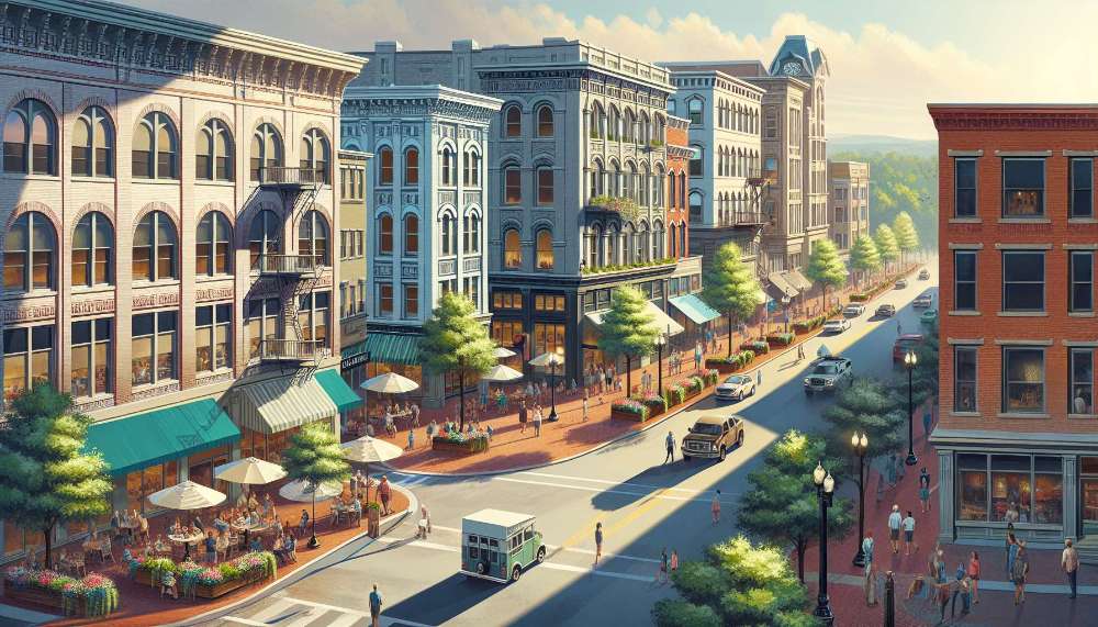 A vibrant street scene in Knoxville