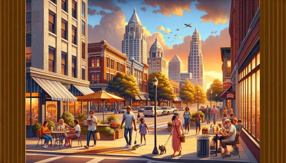 A vibrant street scene in Grandview