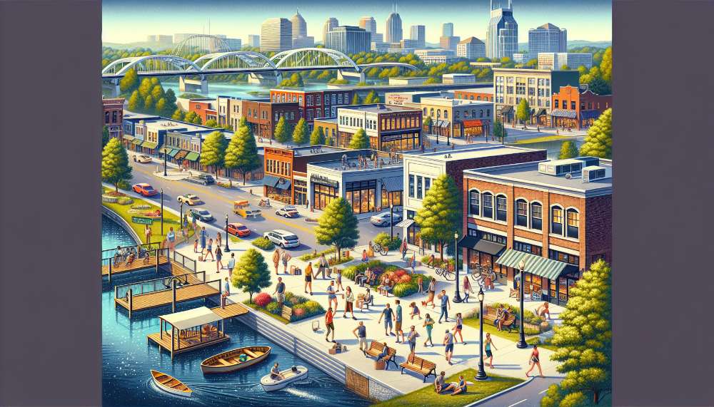 A vibrant street scene in Percy Priest Woods