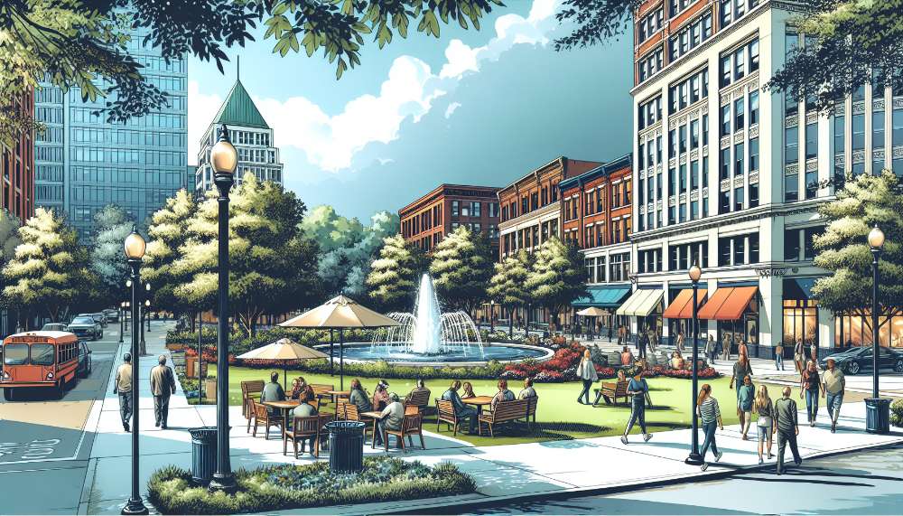 A vibrant street scene in Semmes Park