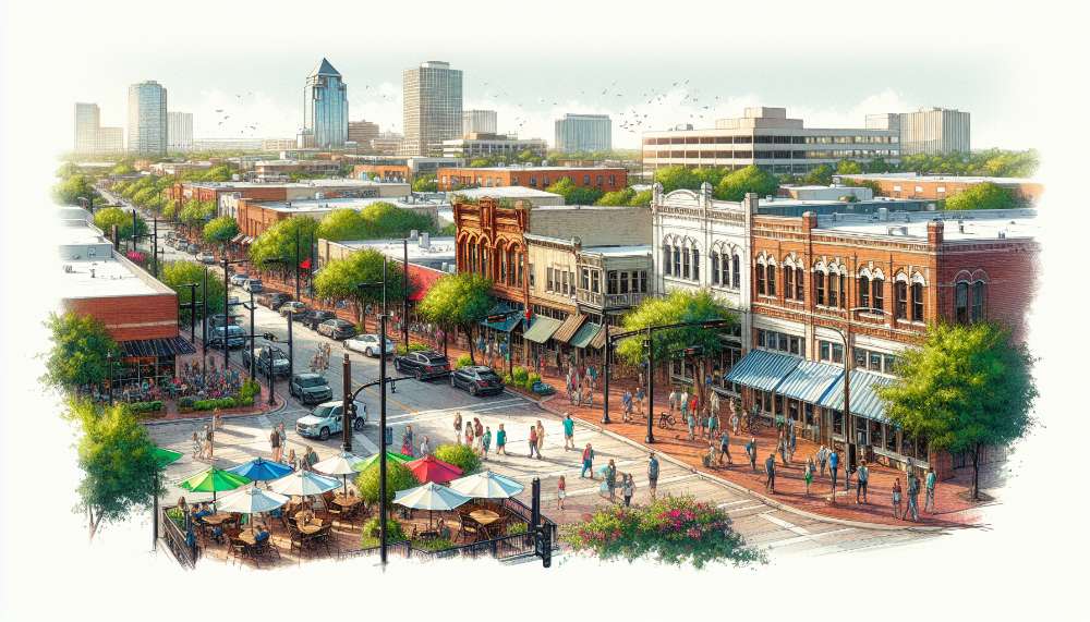 A vibrant street scene in Summerfields
