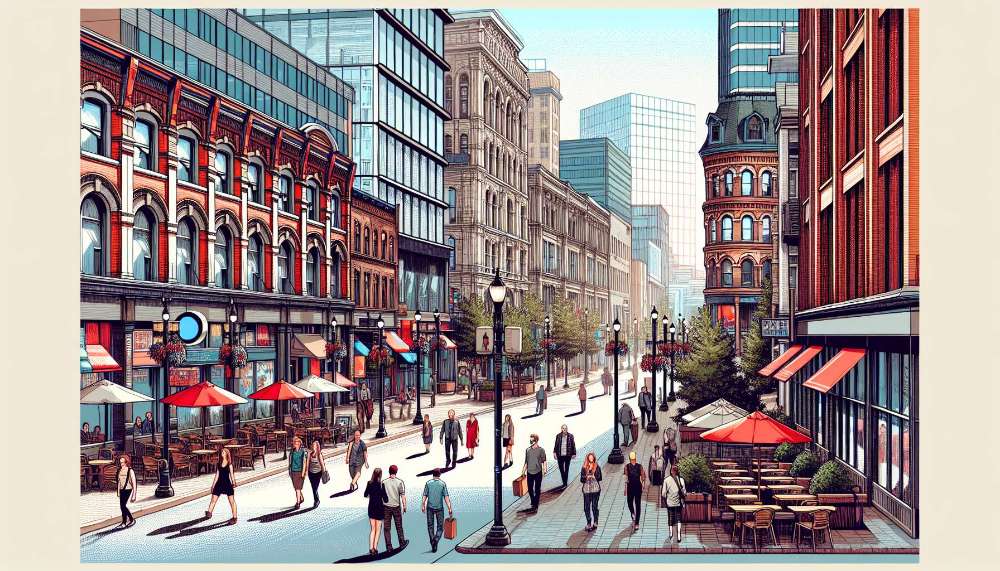 A vibrant street scene in Canada