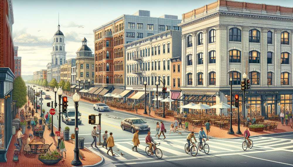 A vibrant street scene in Fort Washington