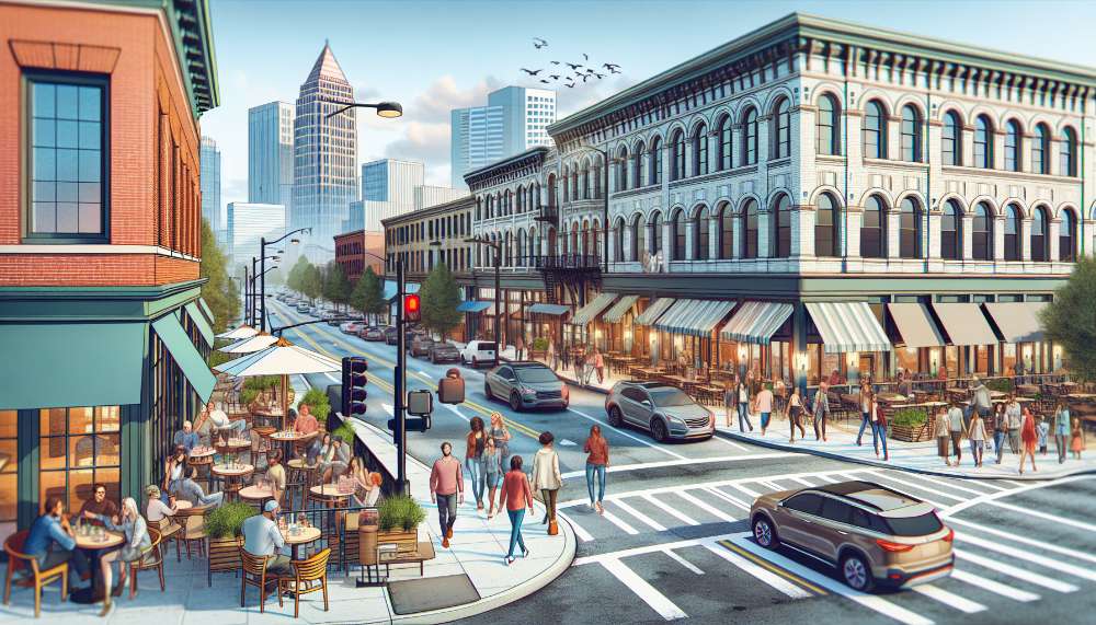 A vibrant street scene in East Atlanta