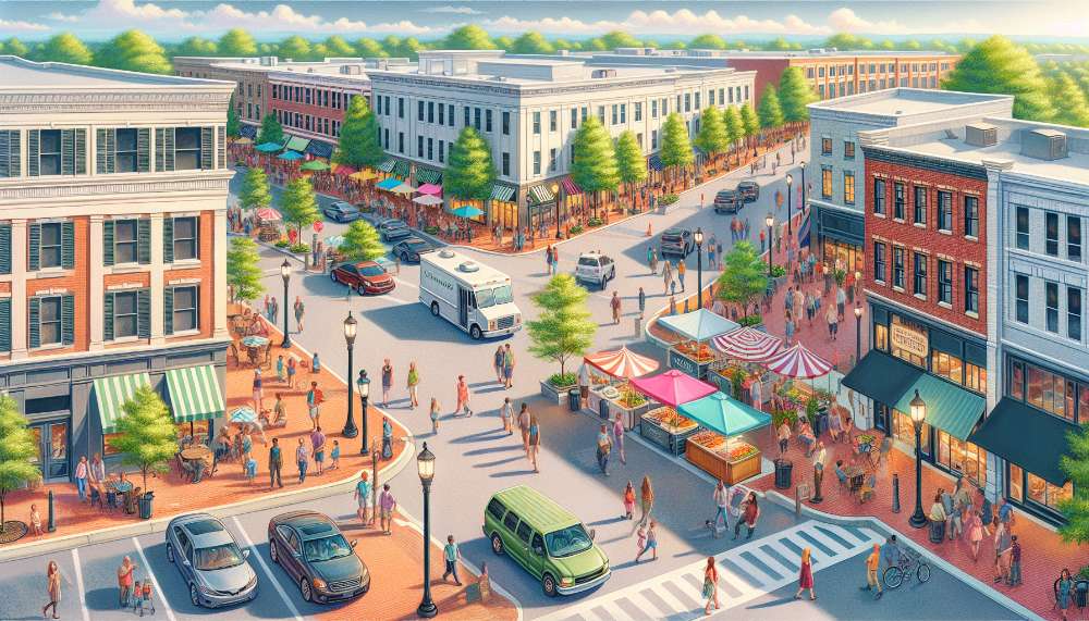 A vibrant street scene in Gaithersburg