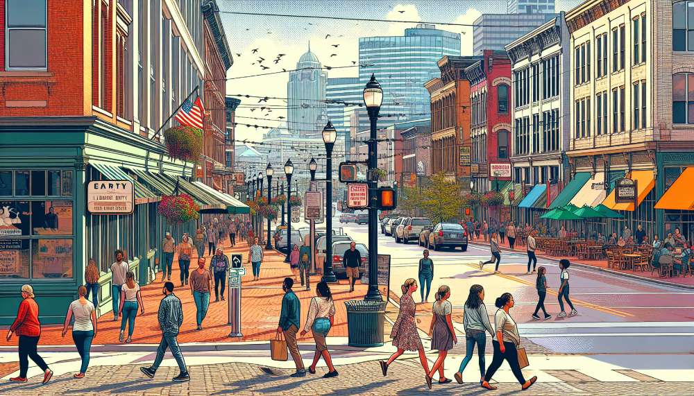 A vibrant street scene in East Liberty