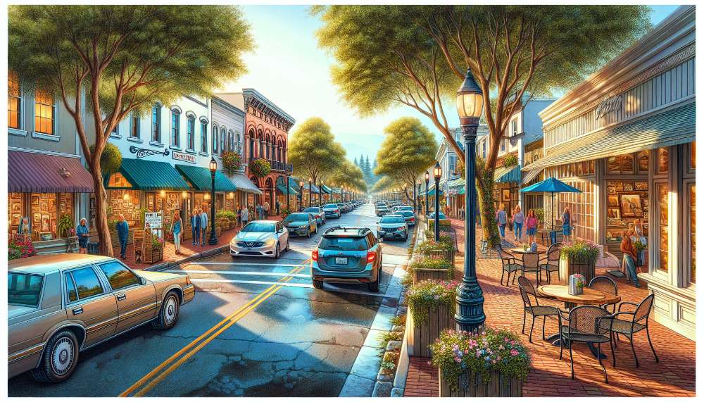 A vibrant street scene in Avery