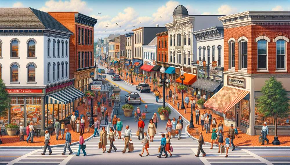 A vibrant street scene in Elizabethtown