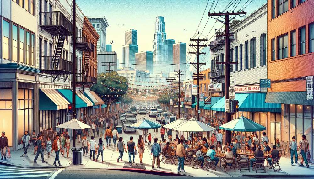 A vibrant street scene in Northeast Los Angeles