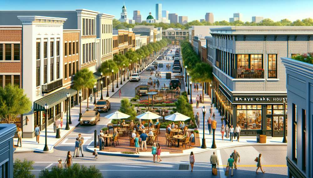 A vibrant street scene in Brays Oaks