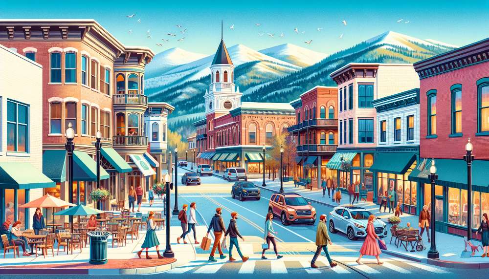 A vibrant street scene in Breckenridge