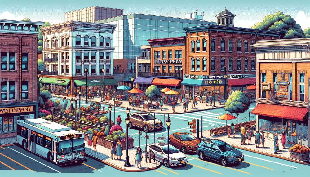 A vibrant street scene in Parsippany