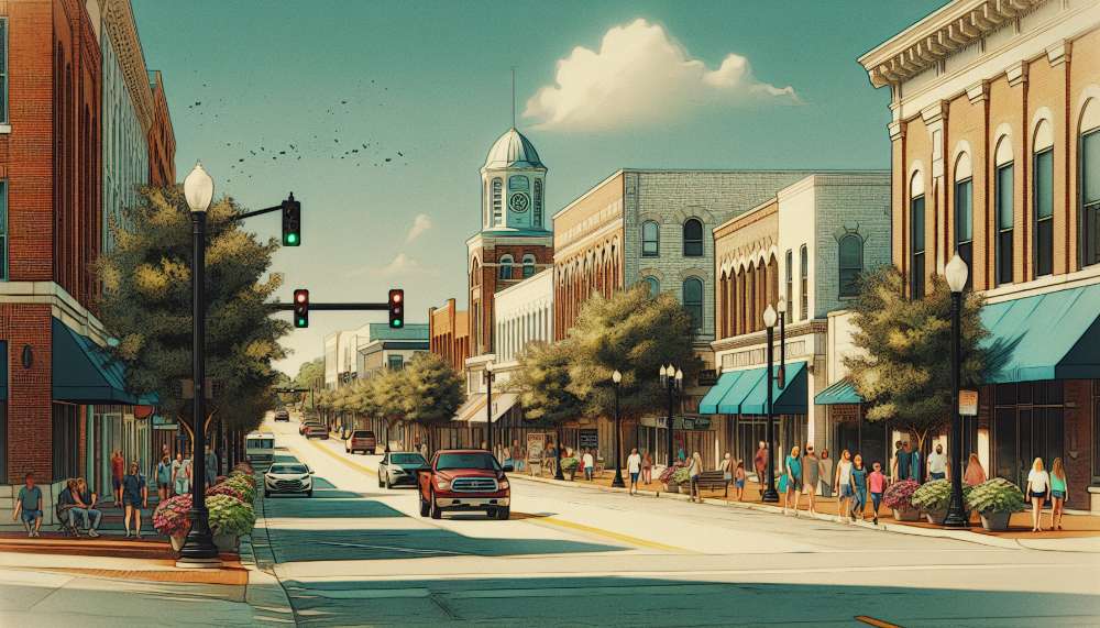 A vibrant street scene in Conway