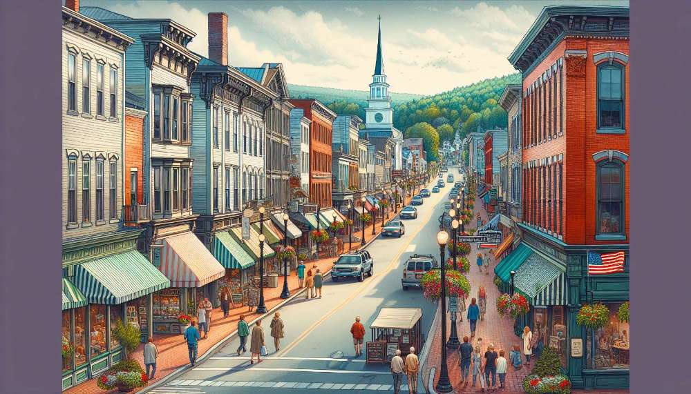 A vibrant street scene in New Hampshire