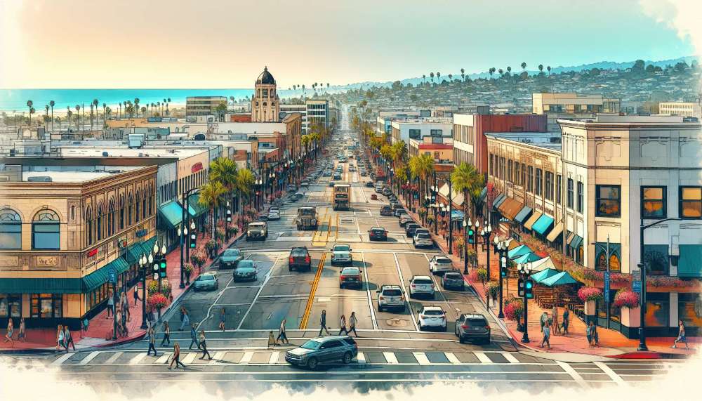 A vibrant street scene in Ventura
