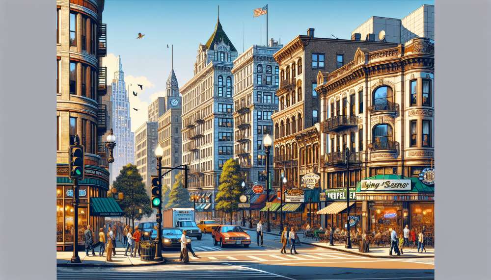 A vibrant street scene in Edgewood