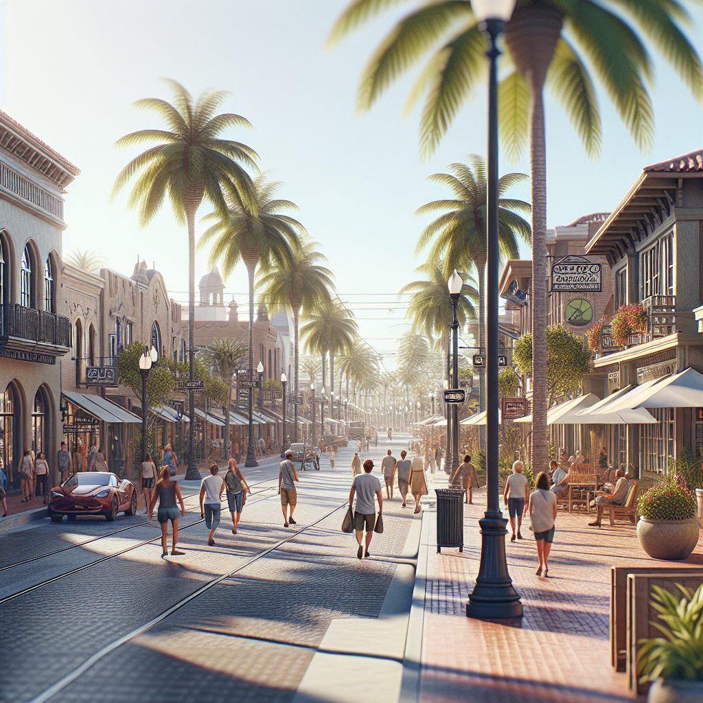 A vibrant street scene in Carlsbad