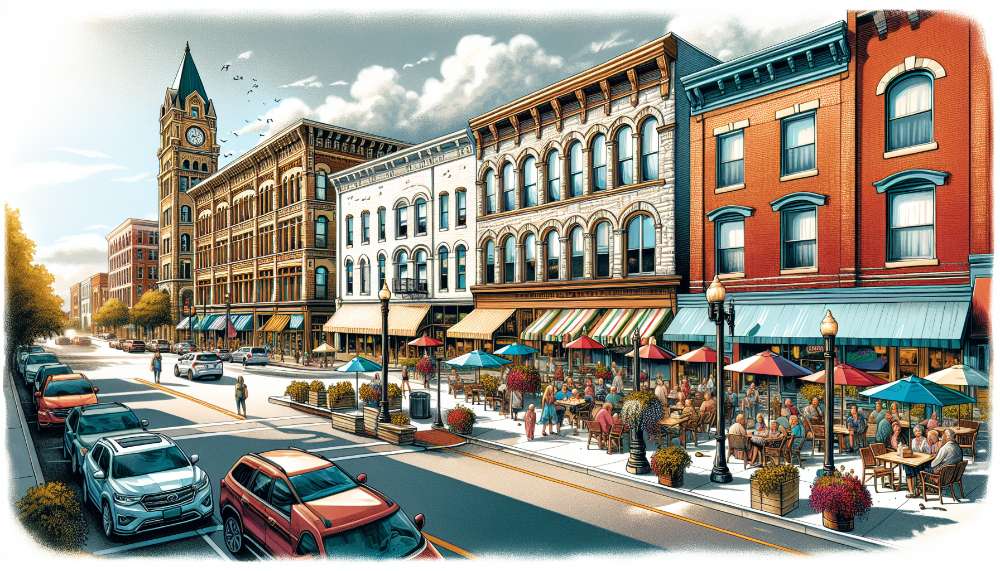 A vibrant street scene in Easton