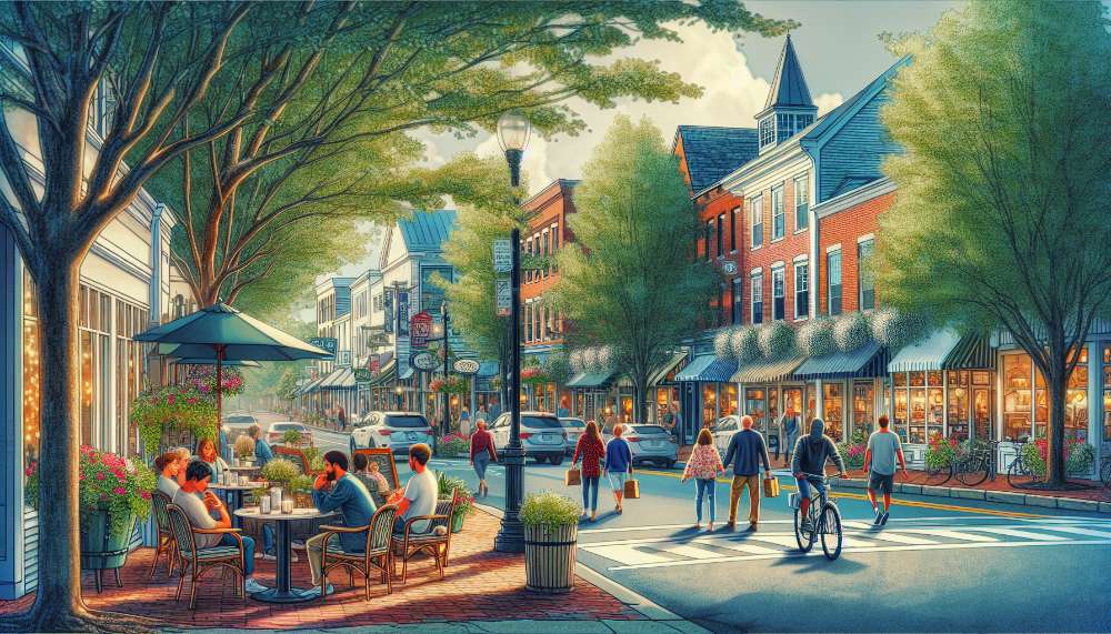 A vibrant street scene in Farmington