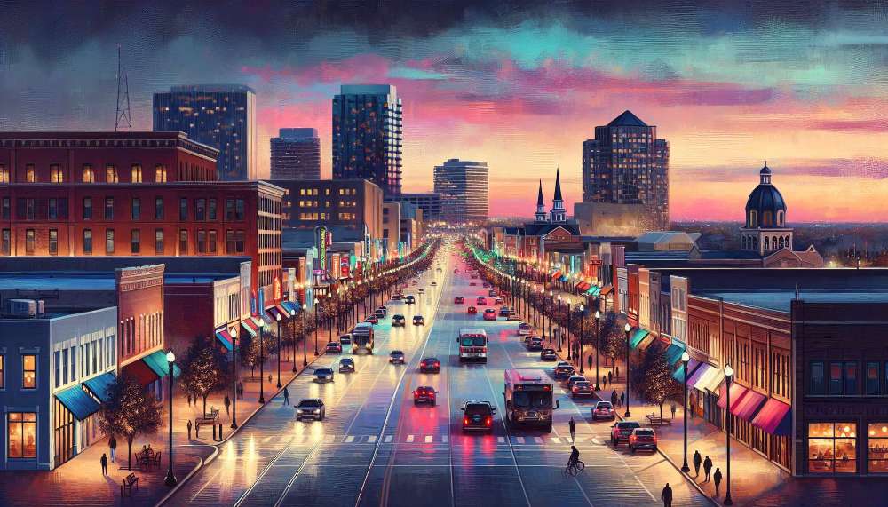 A vibrant street scene in Frisco