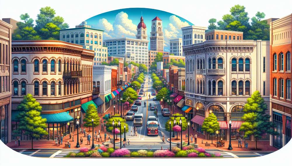 A vibrant street scene in Roswell