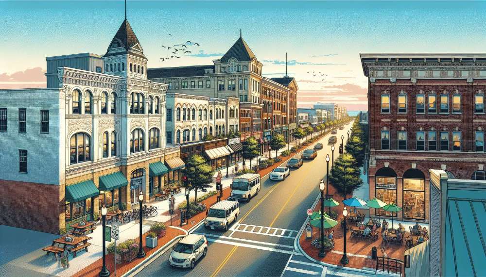 A vibrant street scene in Chesapeake