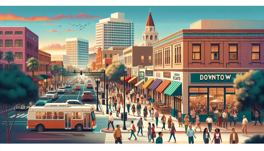 A vibrant street scene in Morada Encanto