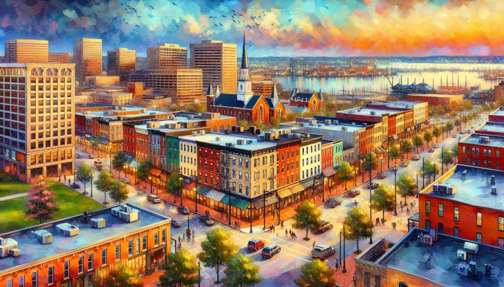 A vibrant street scene in Baltimore