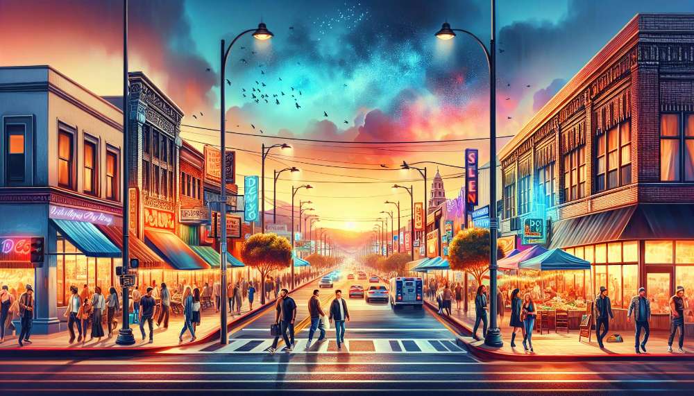 A vibrant street scene in Inglewood