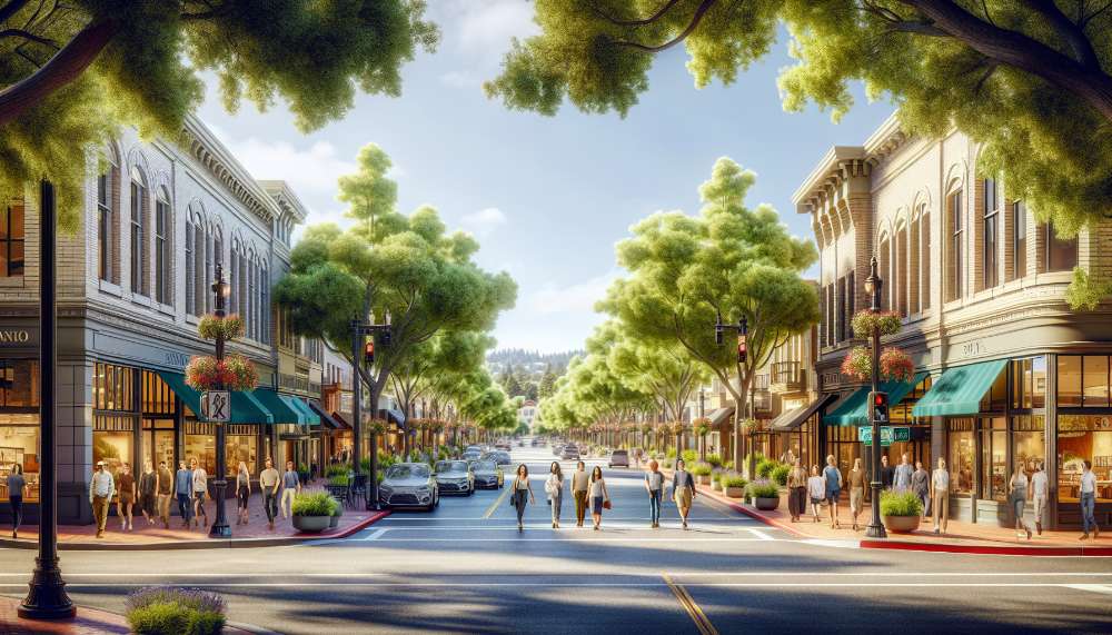 A vibrant street scene in Menlo Park