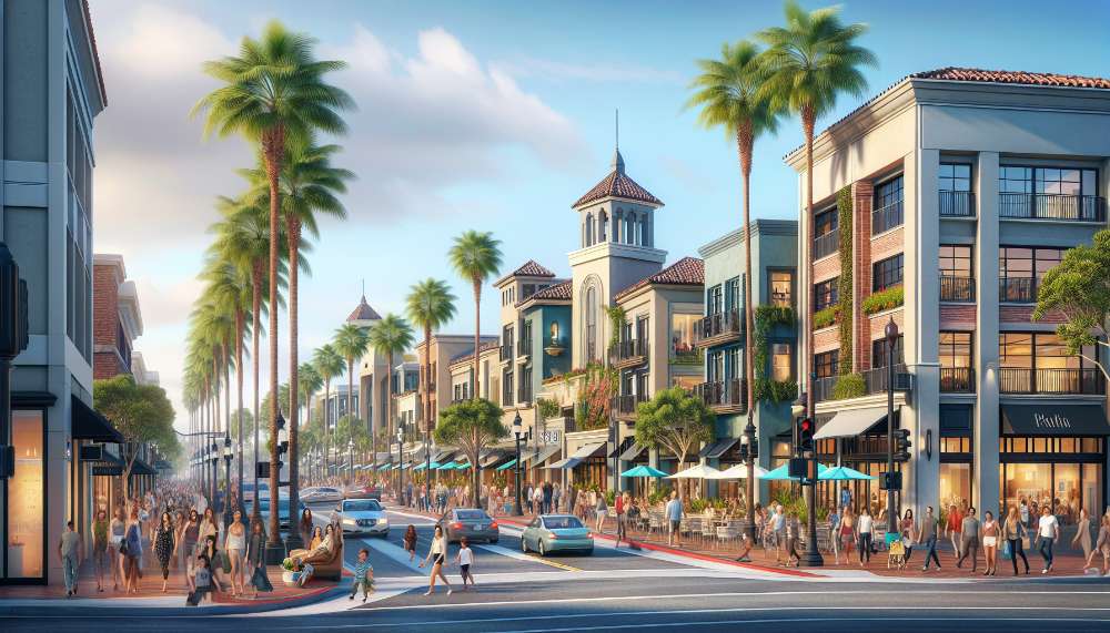 A vibrant street scene in Downtown