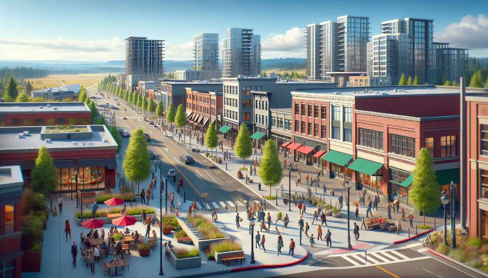 A vibrant street scene in Renton